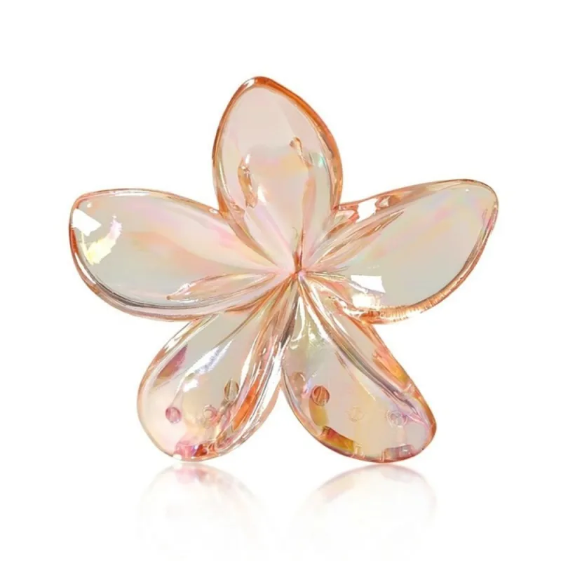 10PCS Dopamine Colorful Claw Hair Clip with Flower, High-End Carded Clip, Plumeria Hair Clip, Shark Clip for the Back of the Head