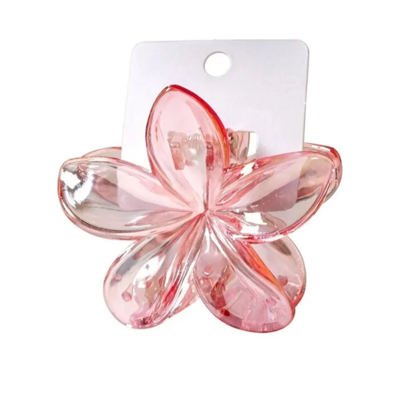 10PCS Dopamine Colorful Claw Hair Clip with Flower, High-End Carded Clip, Plumeria Hair Clip, Shark Clip for the Back of the Head