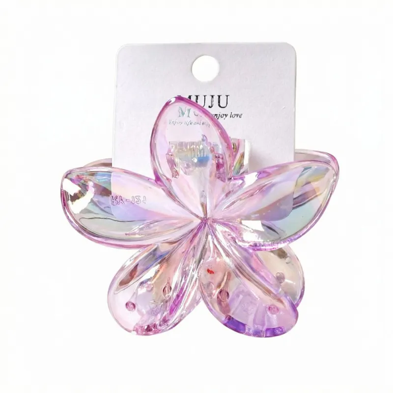 10PCS Dopamine Colorful Claw Hair Clip with Flower, High-End Carded Clip, Plumeria Hair Clip, Shark Clip for the Back of the Head
