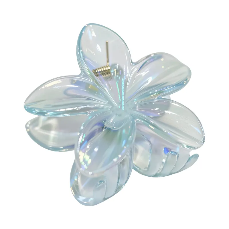 10PCS Dopamine Colorful Claw Hair Clip with Flower, High-End Carded Clip, Plumeria Hair Clip, Shark Clip for the Back of the Head Blue