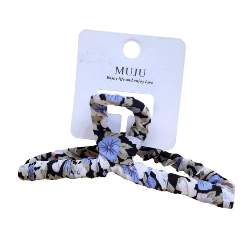 10PCS Elegant floral fabric hair clip, large size, single piece, packaged, high-end hairpin for women, shark clip for the back of the head