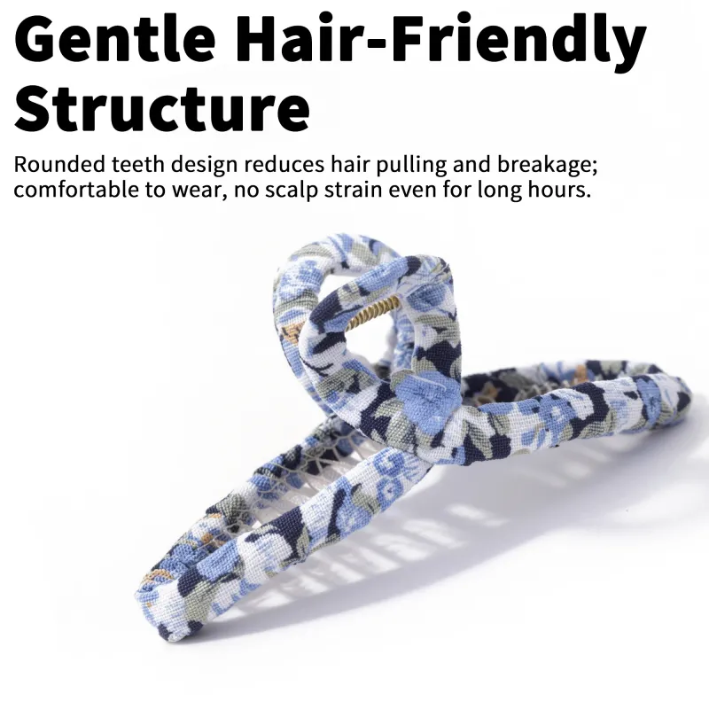 10PCS Elegant floral fabric hair clip, large size, single piece, packaged, high-end hairpin for women, shark clip for the back of the head Black-4