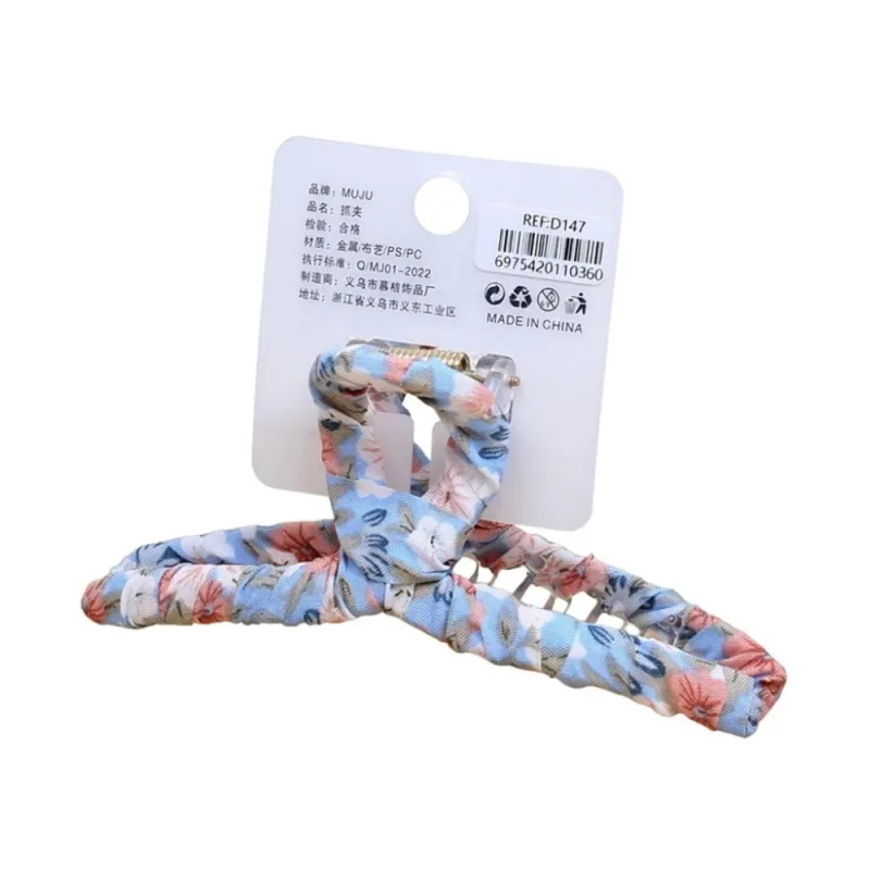 10PCS Elegant floral fabric hair clip, large size, single piece, packaged, high-end hairpin for women, shark clip for the back of the head
