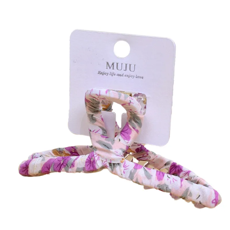 10PCS Elegant floral fabric hair clip, large size, single piece, packaged, high-end hairpin for women, shark clip for the back of the head Red Wine