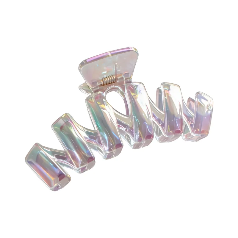 10PCS Fantasy Laser Large Claw Clip High-End Card Hair Clip Electroplated Shiny Hair Clip Shark Clip for the Back of the Head