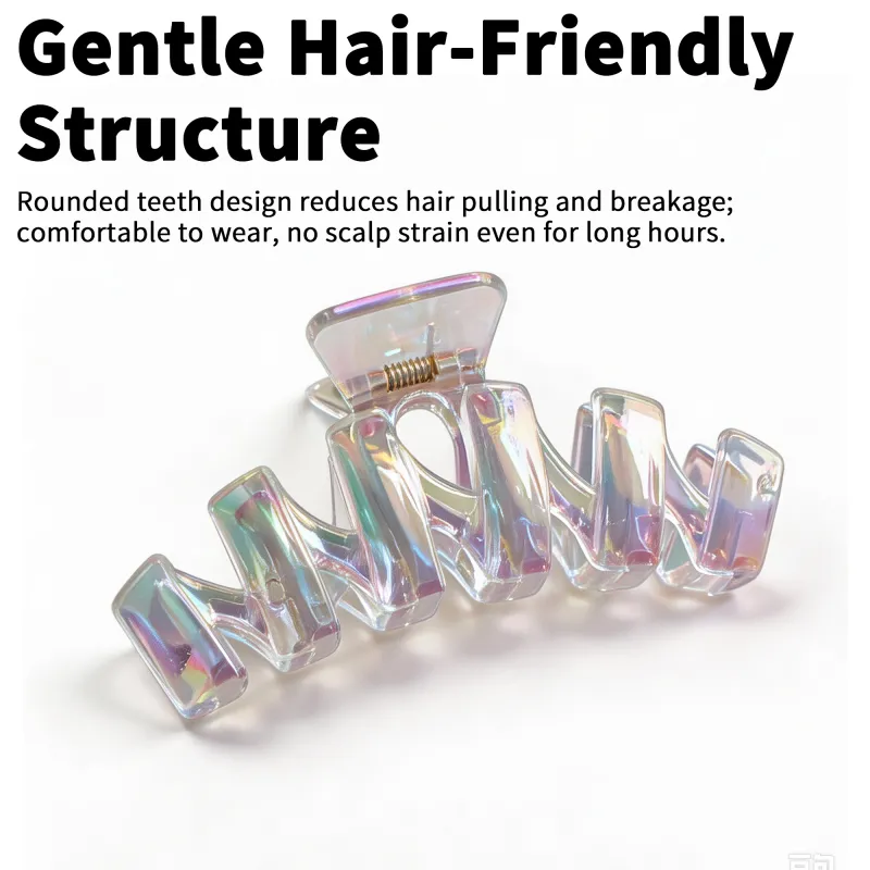 10PCS Fantasy Laser Large Claw Clip High-End Card Hair Clip Electroplated Shiny Hair Clip Shark Clip for the Back of the Head Clear-4