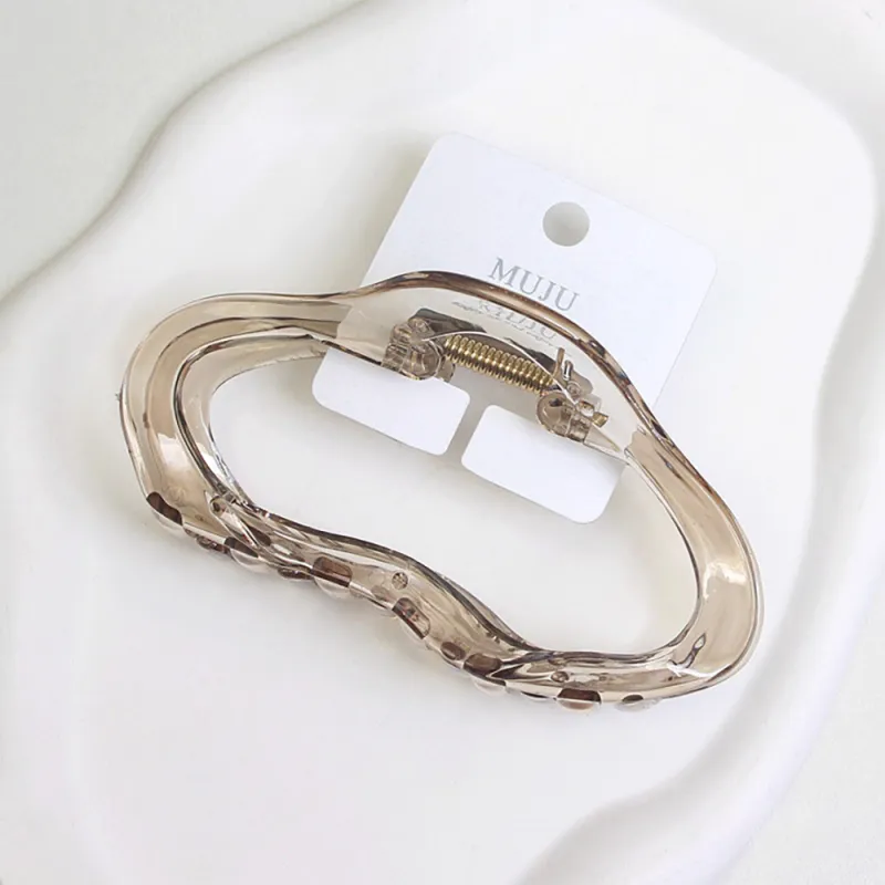 10PCS High-end feel hair accessory tag cloud large hair clip, elegant ice-clear back-of-the-head shark clip, suitable for thick hair Brown-2
