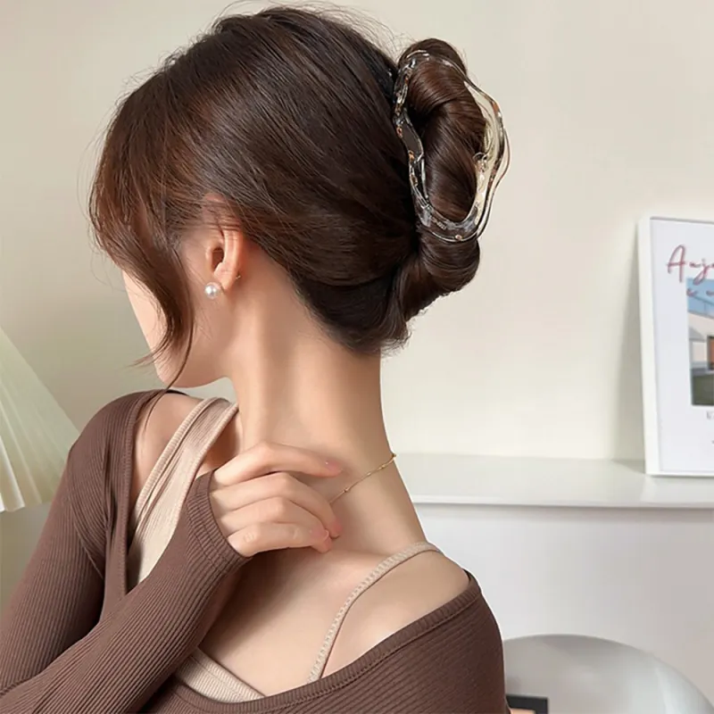10PCS High-end feel hair accessory tag cloud large hair clip, elegant ice-clear back-of-the-head shark clip, suitable for thick hair Brown-3