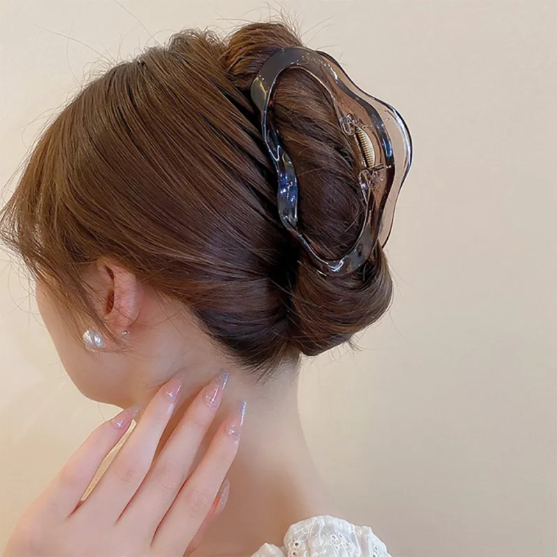 10PCS High-end feel hair accessory tag cloud large hair clip, elegant ice-clear back-of-the-head shark clip, suitable for thick hair Brown-4