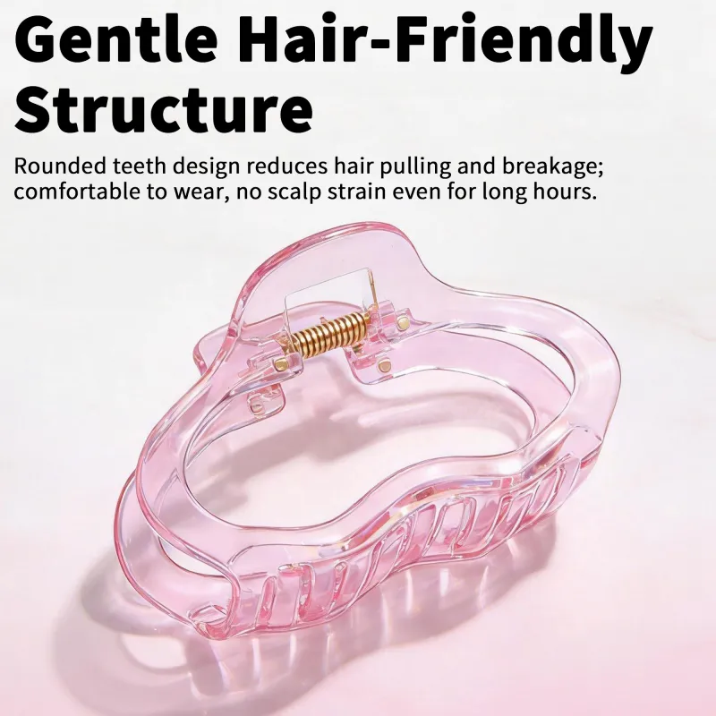 10PCS High-end feel hair accessory tag cloud large hair clip, elegant ice-clear back-of-the-head shark clip, suitable for thick hair Pink-4