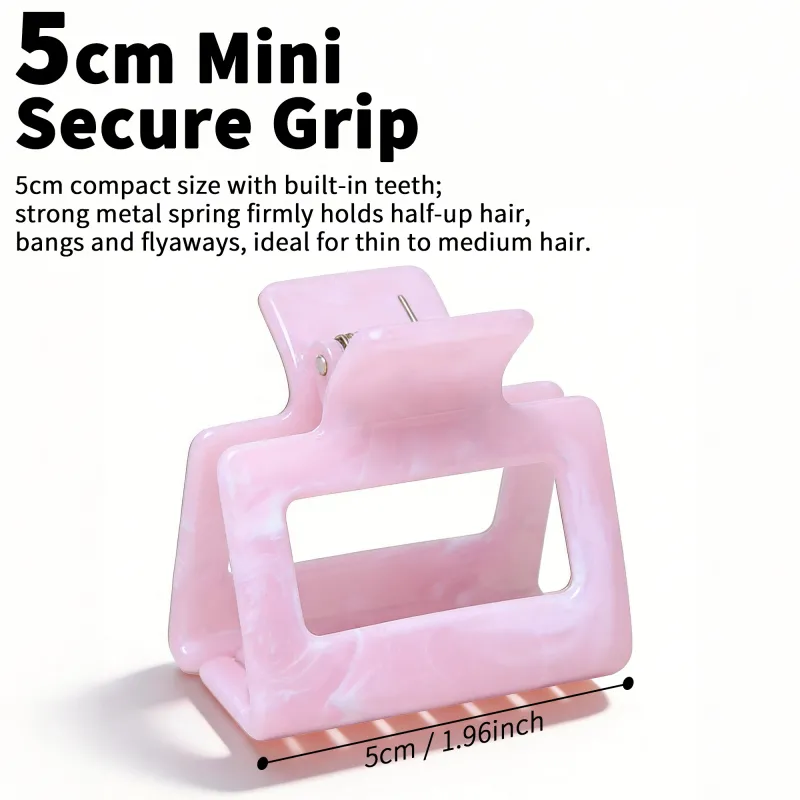 10PCS Korean-style high ponytail hair clip with a sophisticated marble cloud pattern, exquisite carded shark clip for the back of the head Pink-3