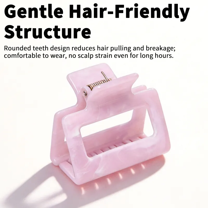 10PCS Korean-style high ponytail hair clip with a sophisticated marble cloud pattern, exquisite carded shark clip for the back of the head Pink-4
