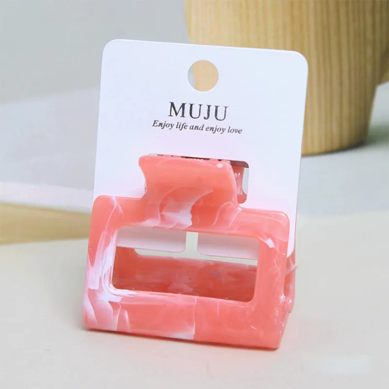 10PCS Korean-style high ponytail hair clip with a sophisticated marble cloud pattern, exquisite carded shark clip for the back of the head Red-2