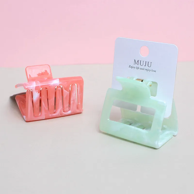 10PCS Korean-style high ponytail hair clip with a sophisticated marble cloud pattern, exquisite carded shark clip for the back of the head Red-3