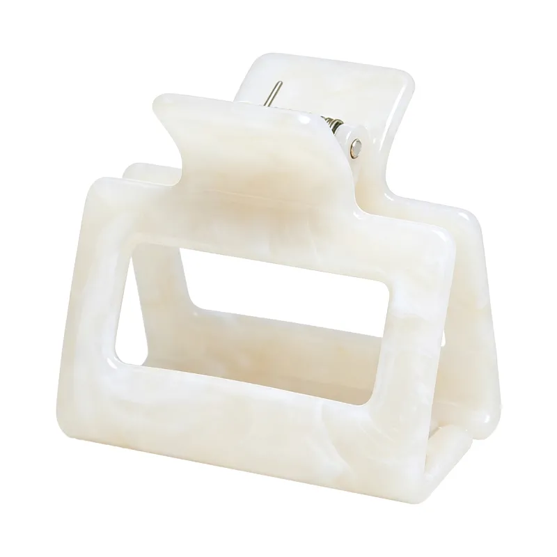 10PCS Korean-style high ponytail hair clip with a sophisticated marble cloud pattern, exquisite carded shark clip for the back of the head White
