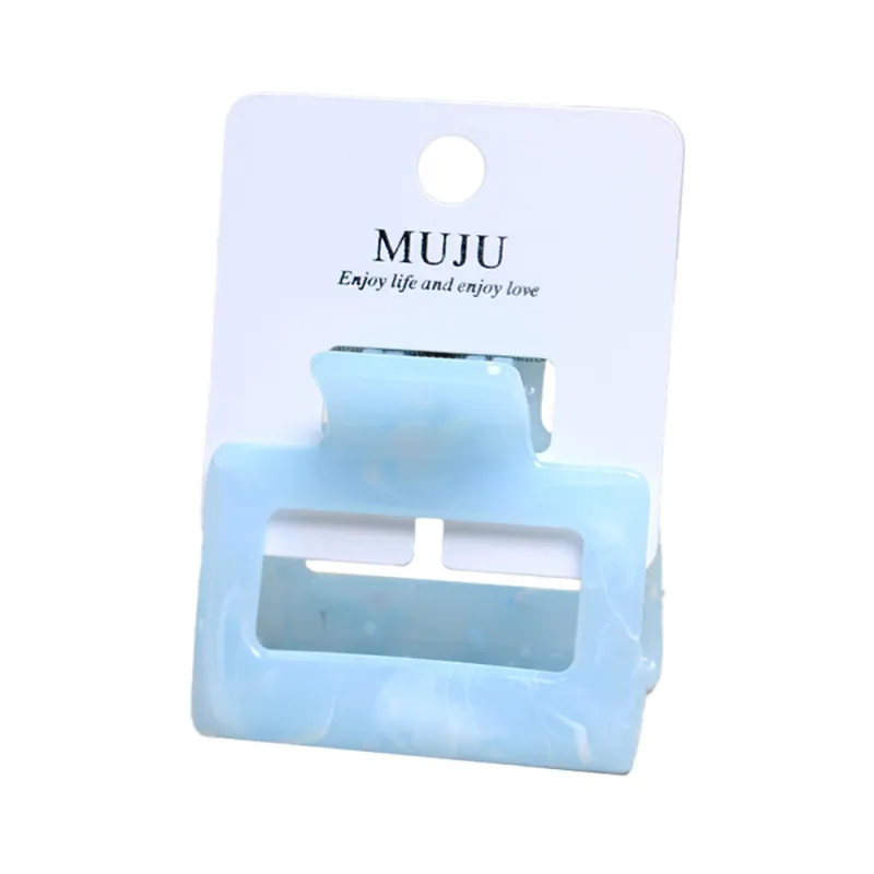 10PCS Korean-style high ponytail hair clip with a sophisticated marble cloud pattern, exquisite carded shark clip for the back of the head Blue