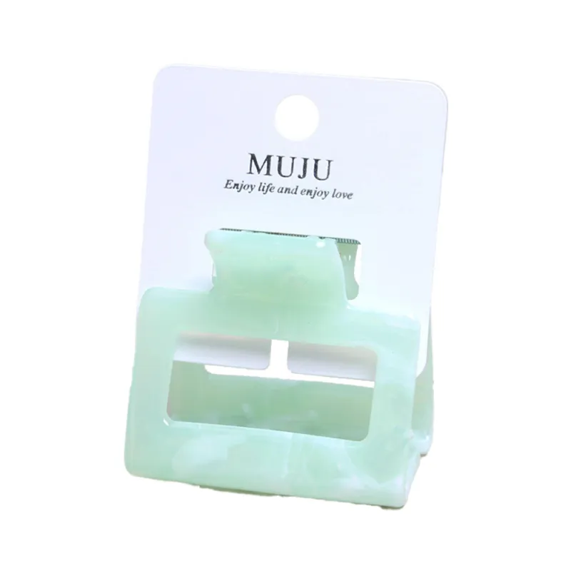 10PCS Korean-style high ponytail hair clip with a sophisticated marble cloud pattern, exquisite carded shark clip for the back of the head Green