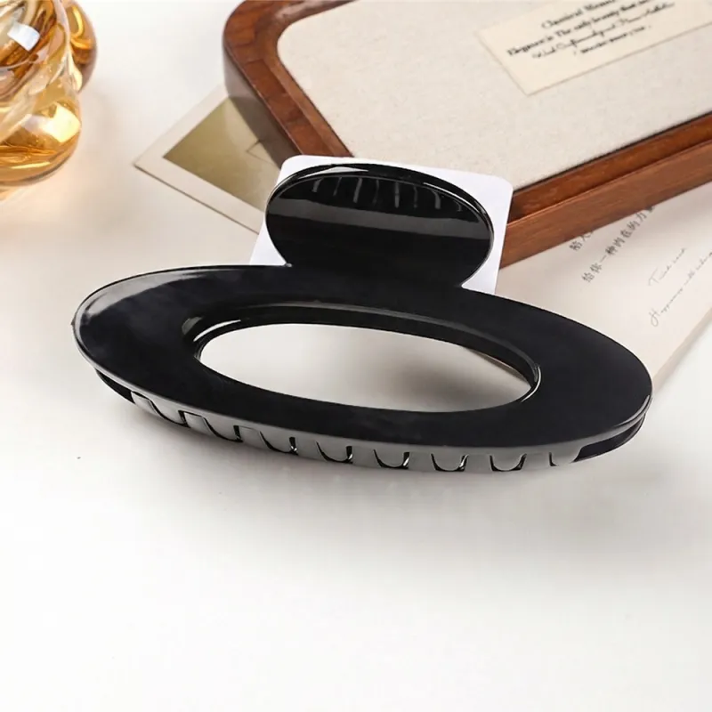 10PCS Korean-style Hollow Oval Large Hair Claw Clip, Thickened, High-End Feel, Shark Clip for the Back of the Head, Versatile Hair Accessory for Women Black-2