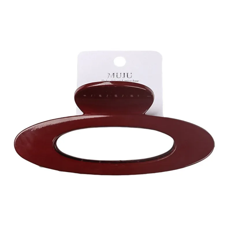 10PCS Korean-style Hollow Oval Large Hair Claw Clip, Thickened, High-End Feel, Shark Clip for the Back of the Head, Versatile Hair Accessory for Women Red Wine