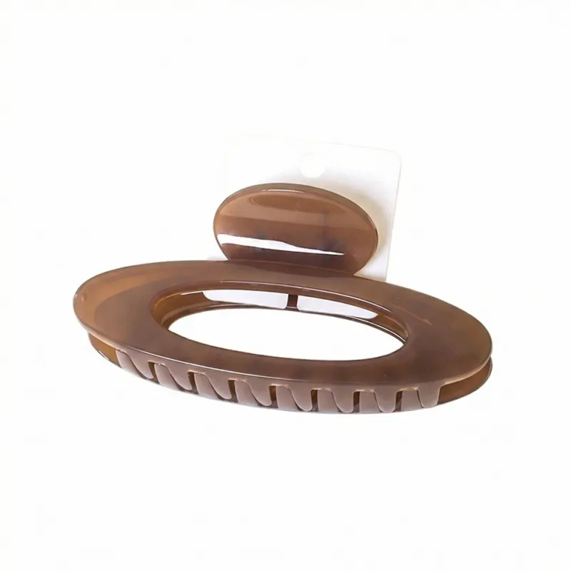 10PCS Korean-style Hollow Oval Large Hair Claw Clip, Thickened, High-End Feel, Shark Clip for the Back of the Head, Versatile Hair Accessory for Women Brown