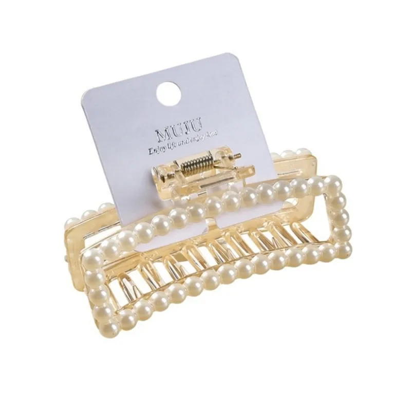 10PCS Light luxury pearl hair accessory for women, Korean-style hair clip, shark clip for the back of the head, high-end carded claw clip