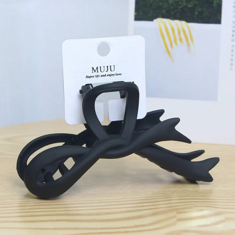 10PCS Mallard-style large hairpin with bow, matte spray paint, claw clip, high-end feel, for the back of the head, hair styling, shark clip Black-2
