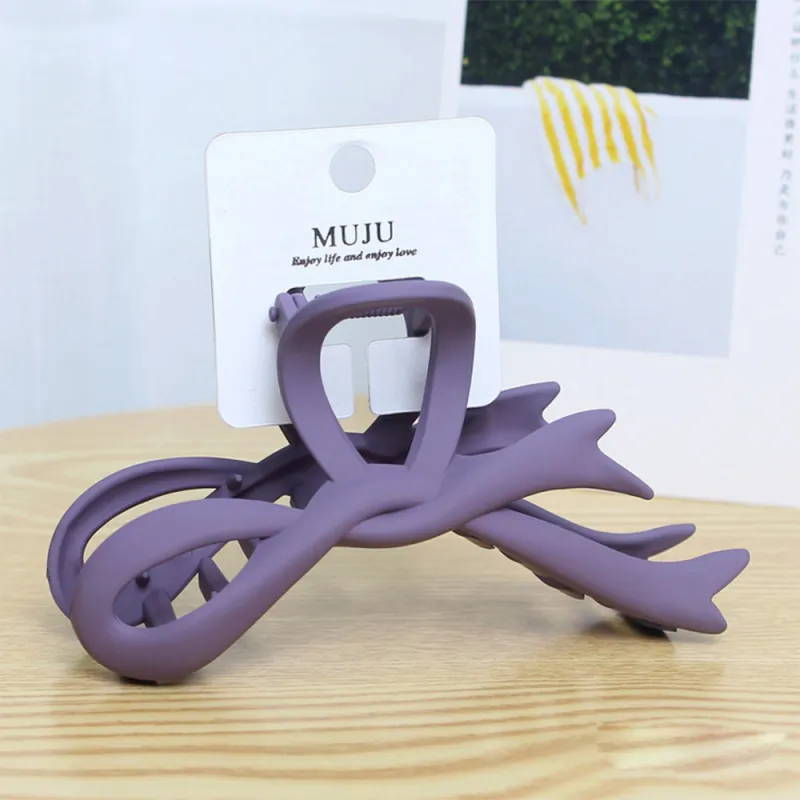 10PCS Mallard-style large hairpin with bow, matte spray paint, claw clip, high-end feel, for the back of the head, hair styling, shark clip Purple-2