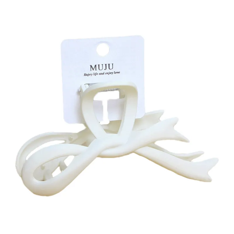 10PCS Mallard-style large hairpin with bow, matte spray paint, claw clip, high-end feel, for the back of the head, hair styling, shark clip White