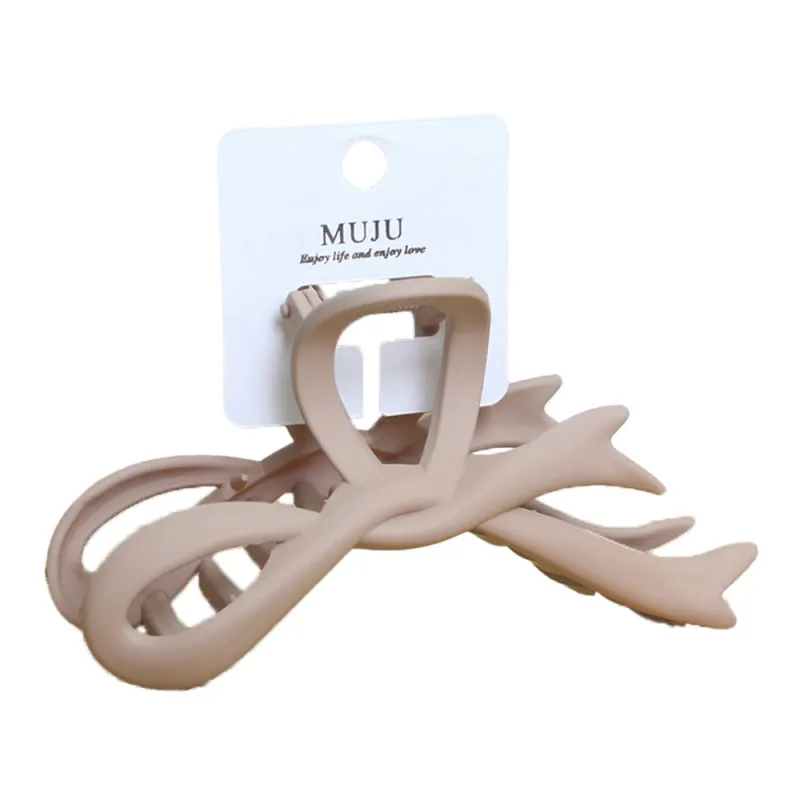 10PCS Mallard-style large hairpin with bow, matte spray paint, claw clip, high-end feel, for the back of the head, hair styling, shark clip Khaki