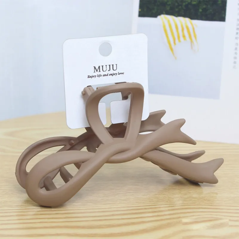 10PCS Mallard-style large hairpin with bow, matte spray paint, claw clip, high-end feel, for the back of the head, hair styling, shark clip Bronze-2