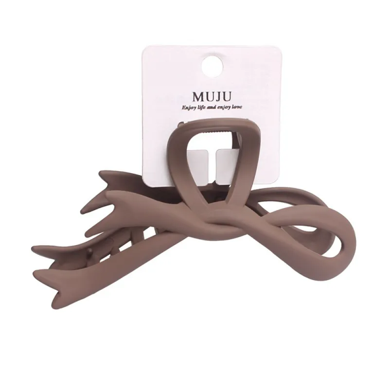 10PCS Mallard-style large hairpin with bow, matte spray paint, claw clip, high-end feel, for the back of the head, hair styling, shark clip Brown