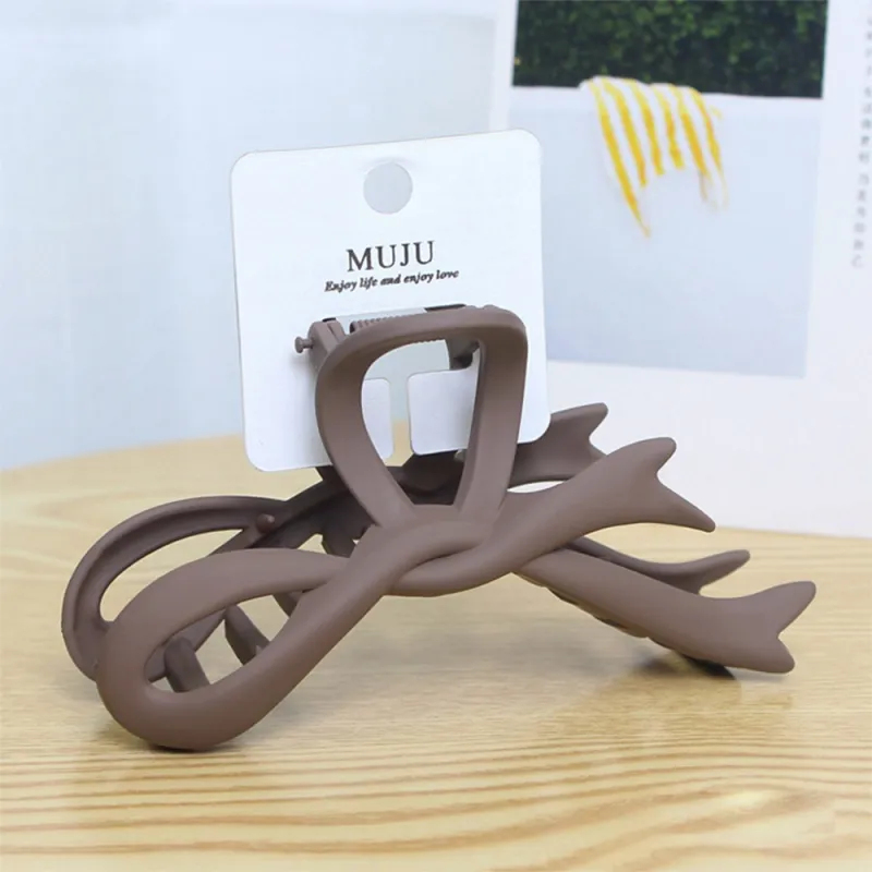 10PCS Mallard-style large hairpin with bow, matte spray paint, claw clip, high-end feel, for the back of the head, hair styling, shark clip Brown-2