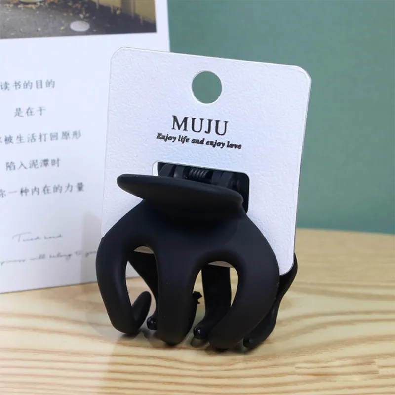 10PCS Matte Large Pumpkin Hair Claw Clip Korean Style for Girls, High Ponytail Hair Clip, Anti-Flattening Claw Clip, Elegant Hair Accessory Black-2