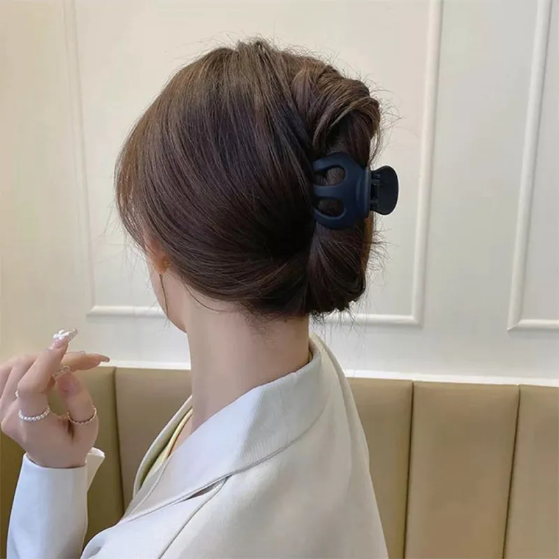 10PCS Matte Large Pumpkin Hair Claw Clip Korean Style for Girls, High Ponytail Hair Clip, Anti-Flattening Claw Clip, Elegant Hair Accessory Black-4