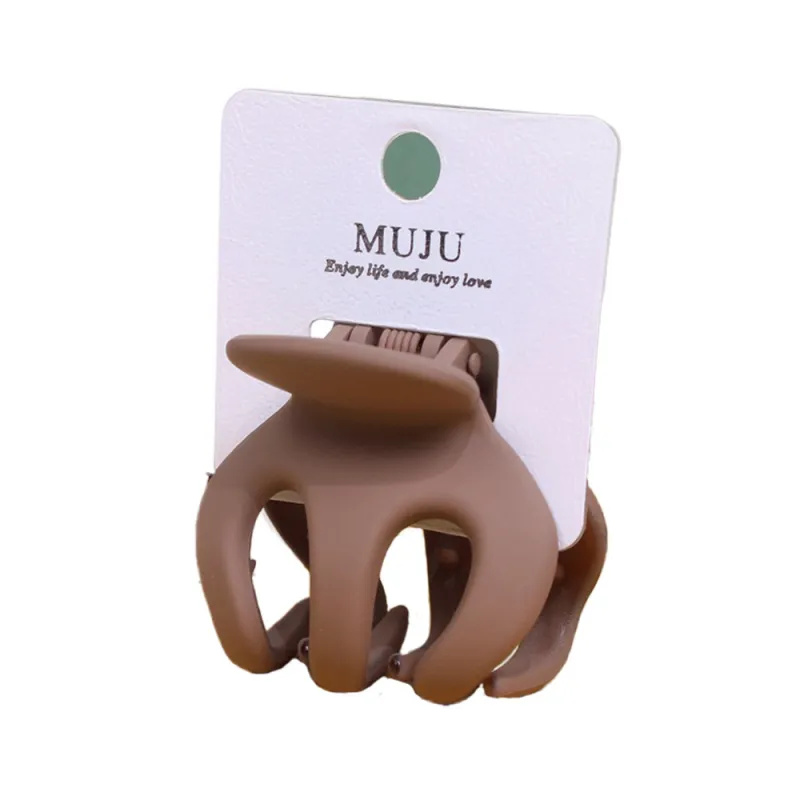 10PCS Matte Large Pumpkin Hair Claw Clip Korean Style for Girls, High Ponytail Hair Clip, Anti-Flattening Claw Clip, Elegant Hair Accessory Brown