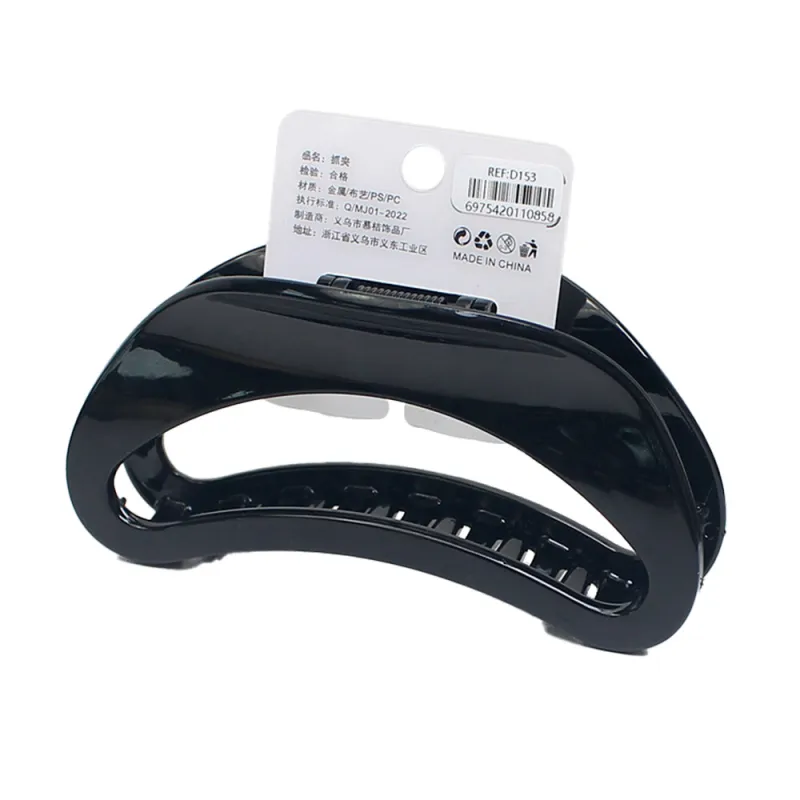 10PCS Simple large hollow claw clip, high-end card-style shark clip hair accessory, elegant semicircular moon-shaped hair clip for the back of the head Black 