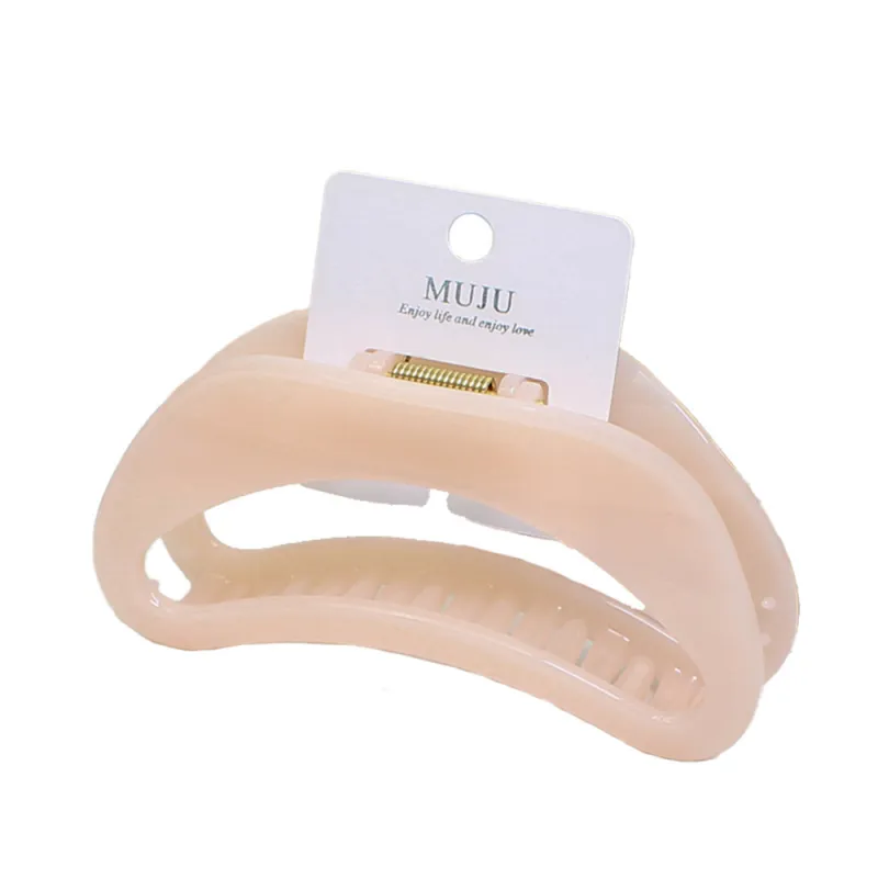 10PCS Simple large hollow claw clip, high-end card-style shark clip hair accessory, elegant semicircular moon-shaped hair clip for the back of the head Pink