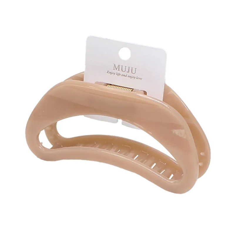 10PCS Simple large hollow claw clip, high-end card-style shark clip hair accessory, elegant semicircular moon-shaped hair clip for the back of the head Khaki