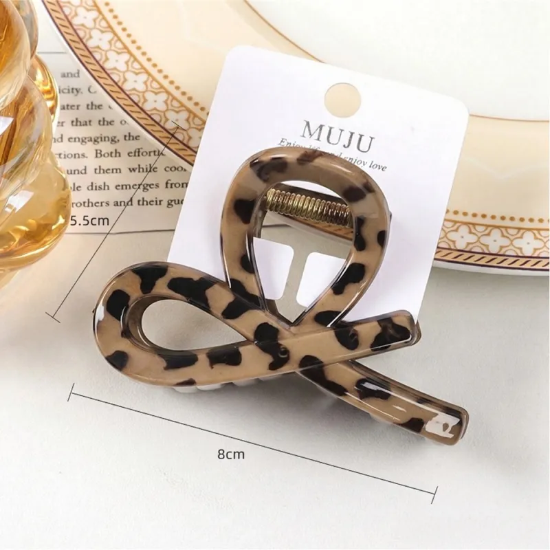 10PCS Sweet and cool style leopard print hair clip with a high-end feel, single piece with hang tag, simple brown hair clip, shark clip for the back of the head Brown-2