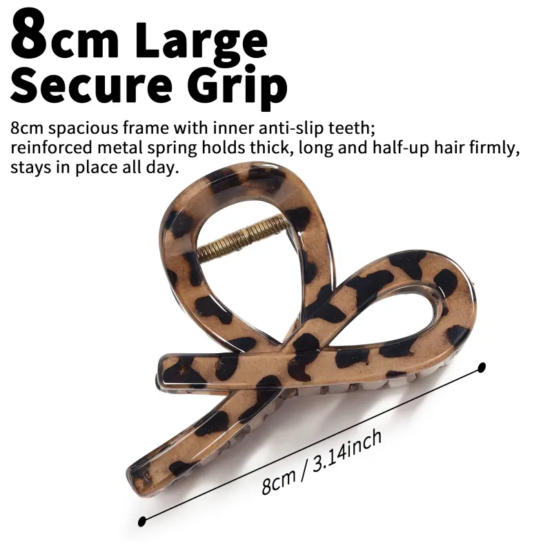10PCS Sweet and cool style leopard print hair clip with a high-end feel, single piece with hang tag, simple brown hair clip, shark clip for the back of the head Brown-3