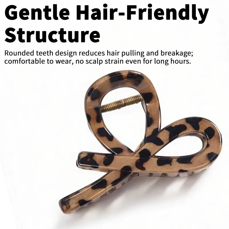 10PCS Sweet and cool style leopard print hair clip with a high-end feel, single piece with hang tag, simple brown hair clip, shark clip for the back of the head Brown-4