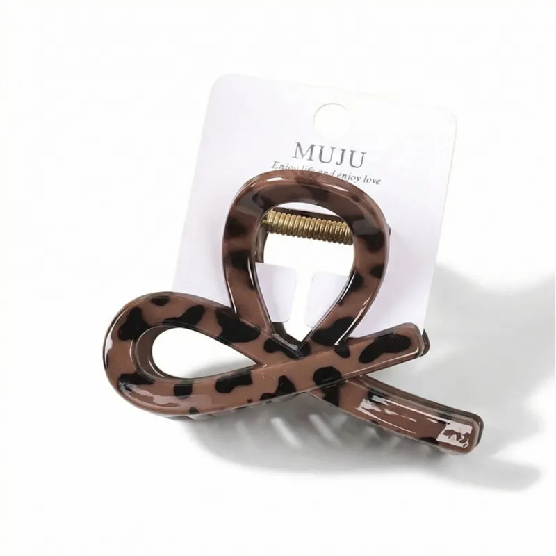 10PCS Sweet and cool style leopard print hair clip with a high-end feel, single piece with hang tag, simple brown hair clip, shark clip for the back of the head
