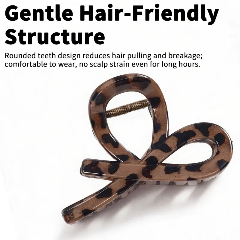 10PCS Sweet and cool style leopard print hair clip with a high-end feel, single piece with hang tag, simple brown hair clip, shark clip for the back of the head Brown-4