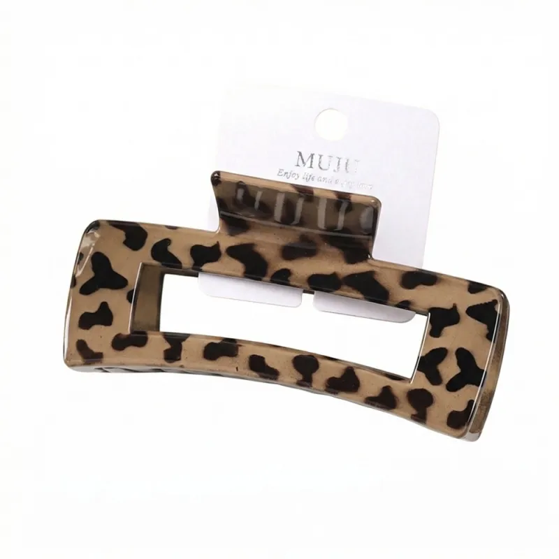 10PCS Sweet and cool style leopard print hair clip with a high-end feel, single piece with hang tag, simple brown hair clip, shark clip for the back of the head Khaki