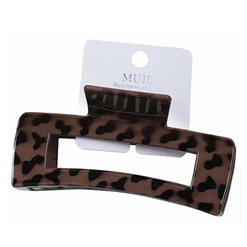 10PCS Sweet and cool style leopard print hair clip with a high-end feel, single piece with hang tag, simple brown hair clip, shark clip for the back of the head