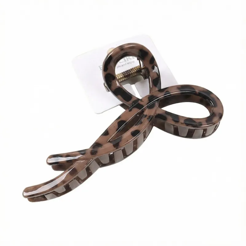 10PCS Sweet and cool style leopard print hair clip with a high-end feel, single piece with hang tag, simple brown hair clip, shark clip for the back of the head