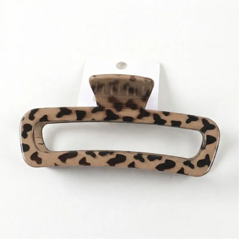 10PCS Sweet and cool style leopard print hair clip with a high-end feel, single piece with hang tag, simple brown hair clip, shark clip for the back of the head