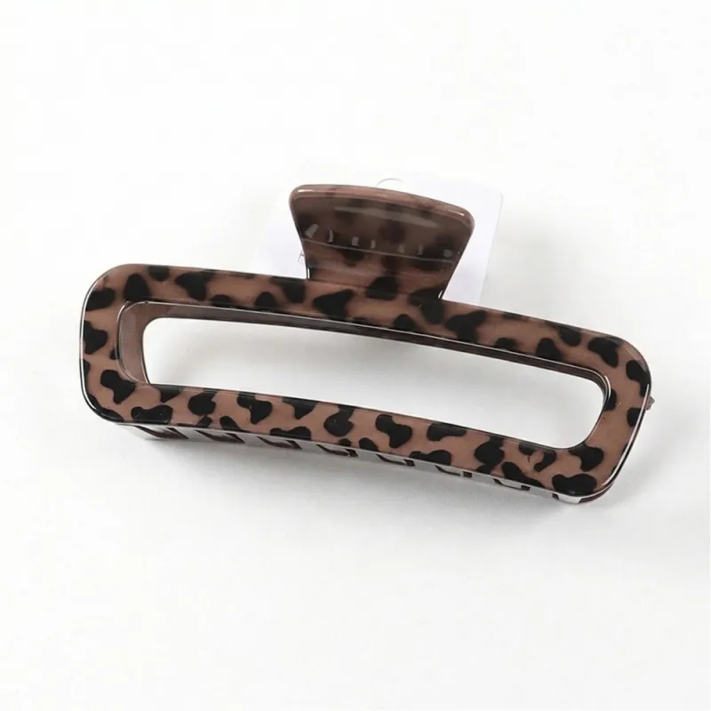 10PCS Sweet and cool style leopard print hair clip with a high-end feel, single piece with hang tag, simple brown hair clip, shark clip for the back of the head