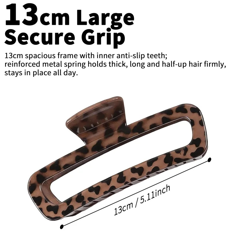 10PCS Sweet and cool style leopard print hair clip with a high-end feel, single piece with hang tag, simple brown hair clip, shark clip for the back of the head Brown-3