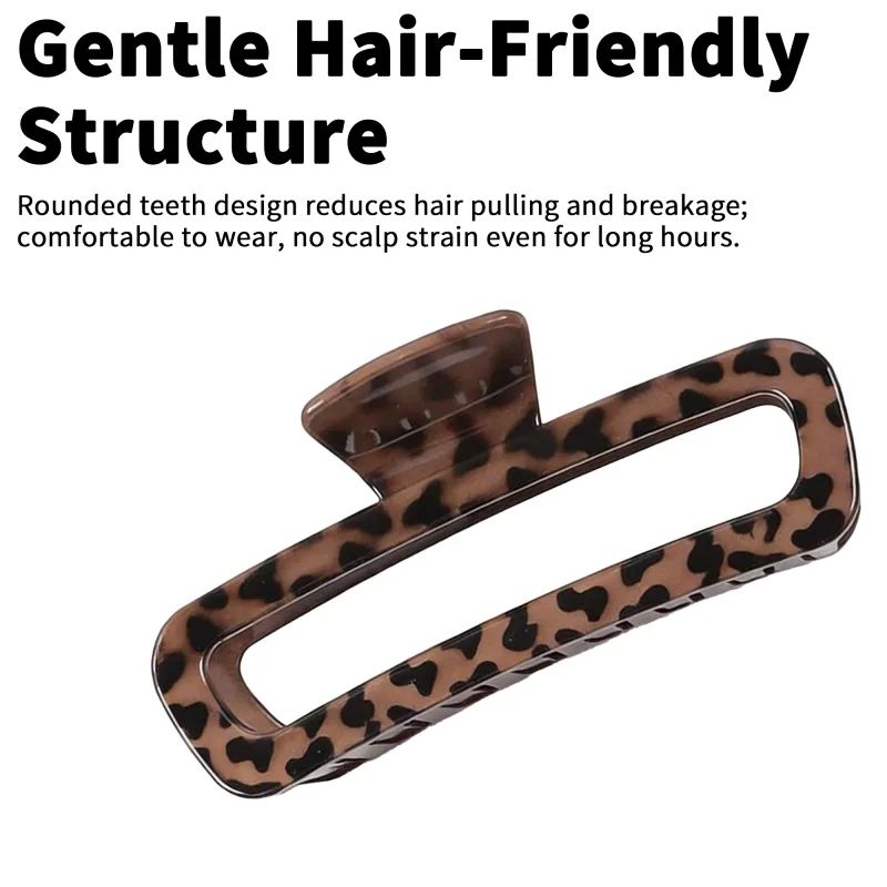 10PCS Sweet and cool style leopard print hair clip with a high-end feel, single piece with hang tag, simple brown hair clip, shark clip for the back of the head Brown-4